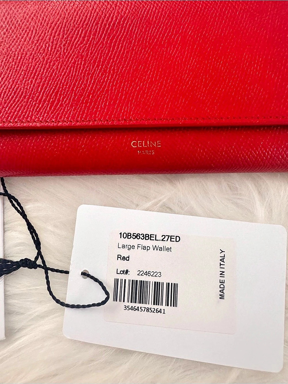 Celine Large Flap Wallet in Red - Picture 4 of 16